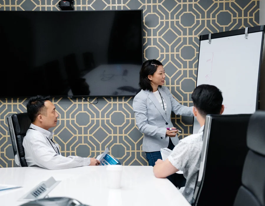 Presenter leading a focused business session