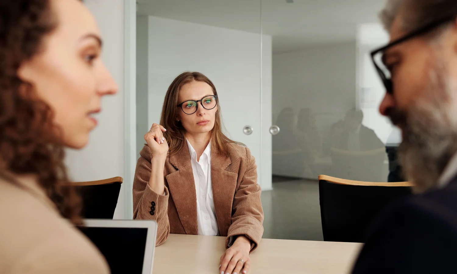 Professionals having a focused planning conversation